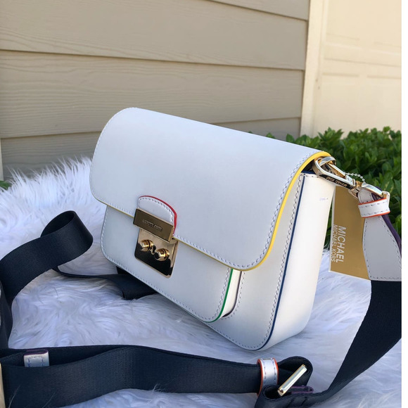 Michael Kors Handbags - Michael Kors Sloan Editor Leather Messenger Crossbody Rainbow